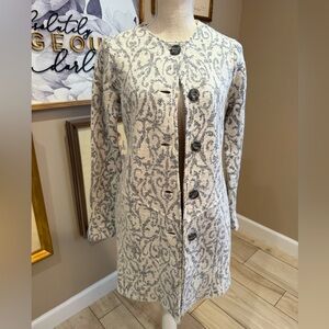 CYNTHIA ROWLEY Wool Blend Damask Peacoat